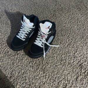 Jordan Black and White High Tops with Red Accent